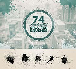 74个喷溅笔墨效果的PS笔刷：74 Handcrafted Splatter Brushes